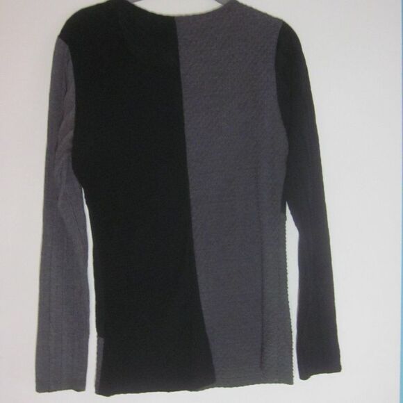 ANAC by Kimi  Size S Long Sleeve Black Gray Textured Pullover Knit Top 34" Bust - Picture 2 of 9